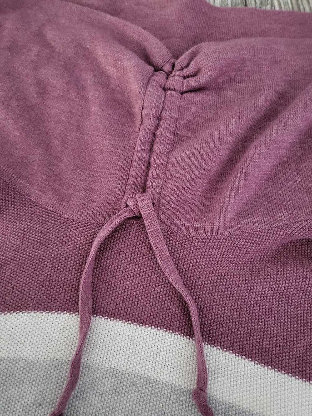 Colorblock Ruched Cowl Neck Striped Knit Sweater 2X - Picture 5 of 11